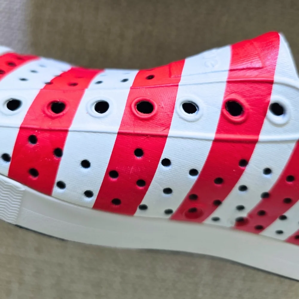 Native Jefferson Slip-On Shoes - Red, White & Navy Star and Stripe Print